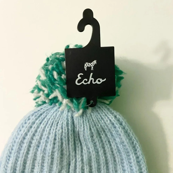 Echo New York Womans Ribbed  Pom Pom Hat Winter Hat With Tags - Picture 5 of 12